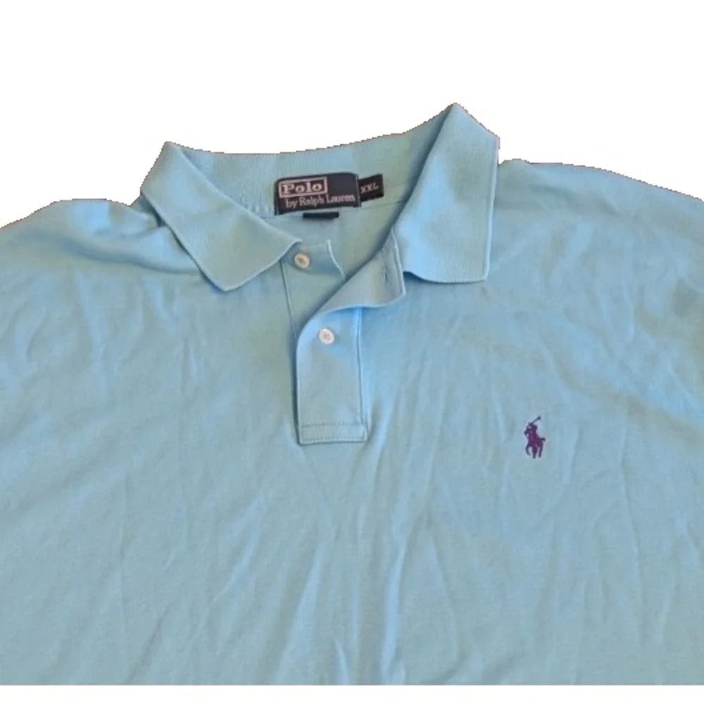 Polo Ralph Lauren Shirt Mens XXL 2XL Blue Purple Pony Short Sleeve Golf Pique